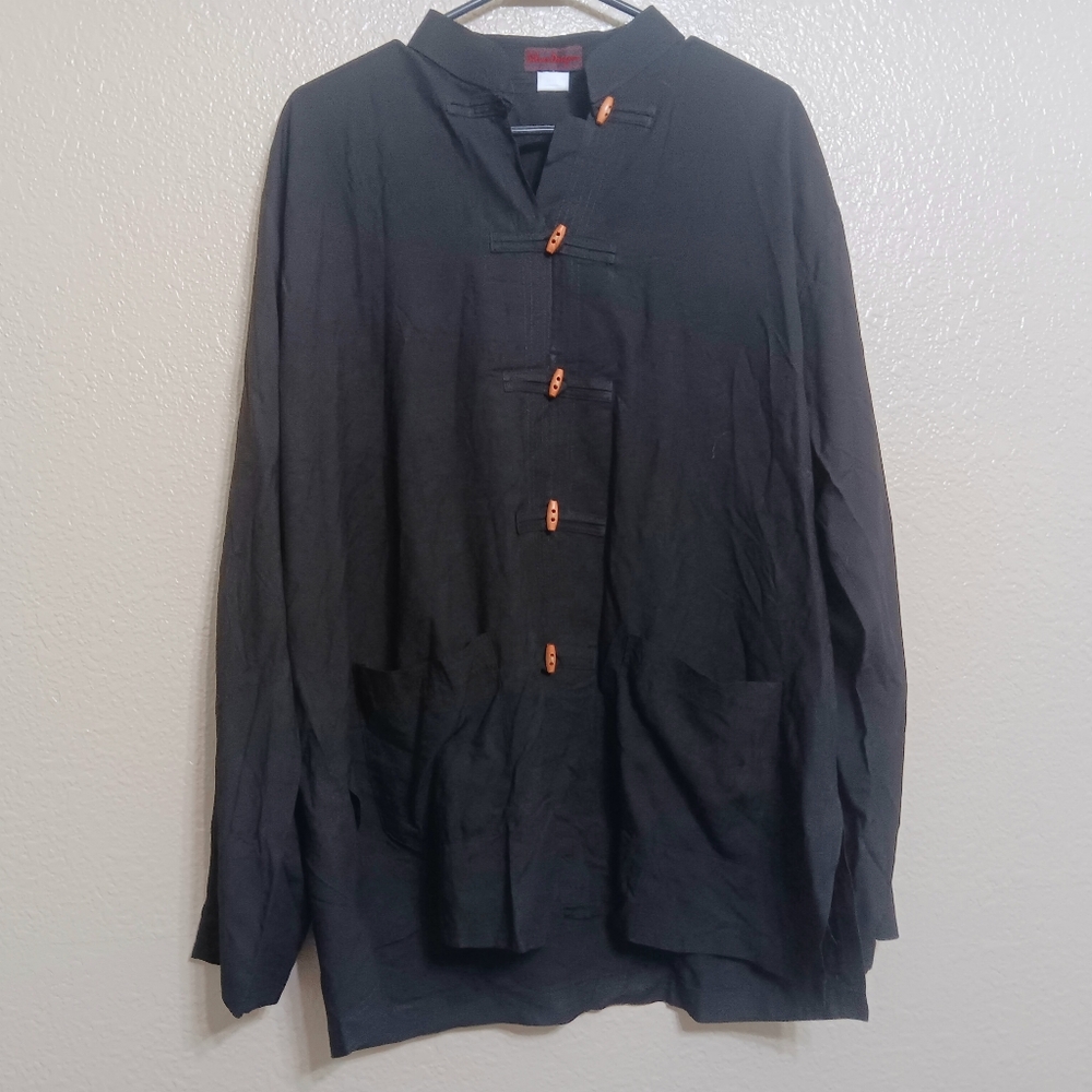 Silver Dragon Black Mandarin Collar Toggle Topper Jacket